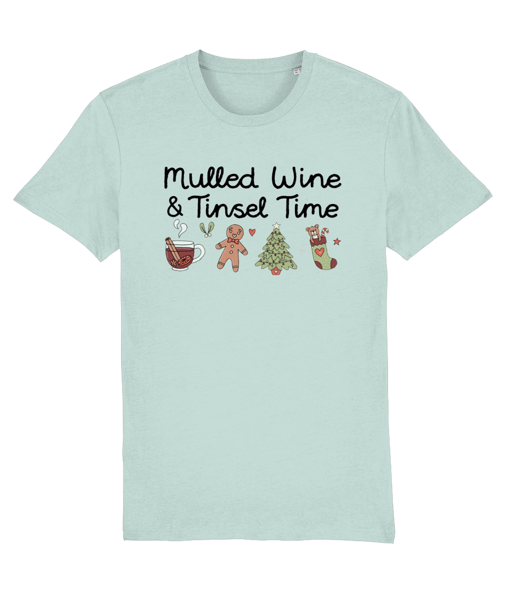 Mulled Wine & Tinsel Time - Adult T-Shirt - Light Multi Colour Available