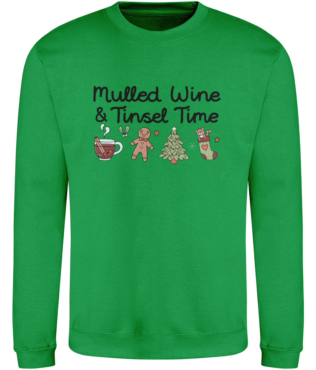 Mulled Wine & Tinsel Time - Adult Sweatshirt - Multi Colour Available