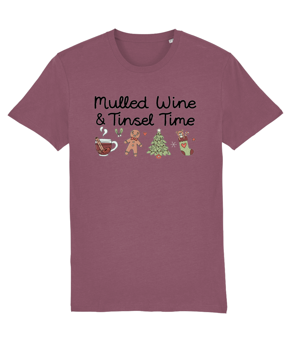 Mulled Wine & Tinsel Time - Adult T-Shirt - Light Multi Colour Available