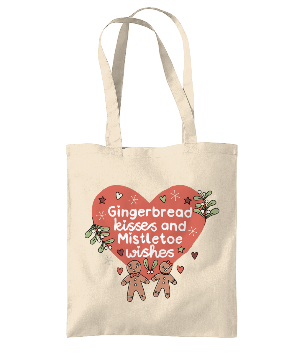 Gingerbread Kisses And Mistletoe Wishes - Organic Premium Cotton Tote Bag