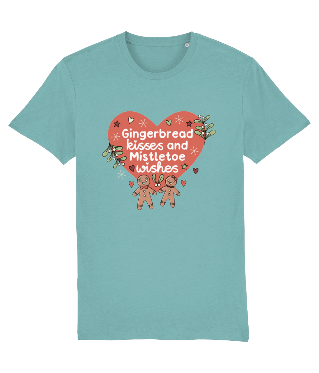 Gingerbread Kisses and Mistletoe Wishes - Adult T-Shirt - Multi Colour Available