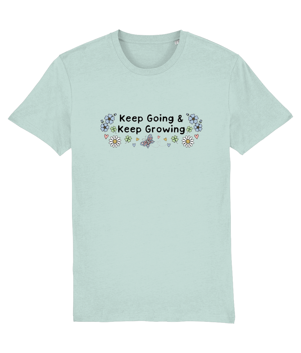 Floral Keep Going & Keep Growing - Adult T-Shirt - Light Multi Colour Available