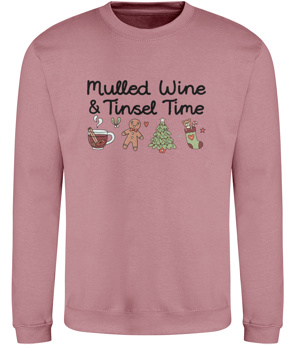Mulled Wine & Tinsel Time - Adult Sweatshirt - Multi Colour Available