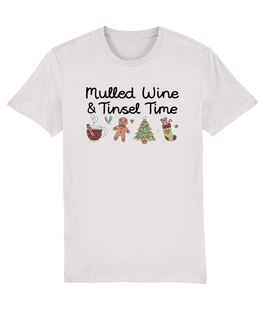 Mulled Wine & Tinsel Time - Adult T-Shirt - Light Multi Colour Available