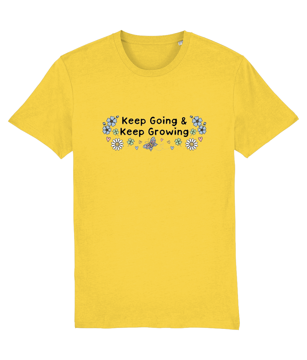 Floral Keep Going & Keep Growing - Adult T-Shirt - Light Multi Colour Available