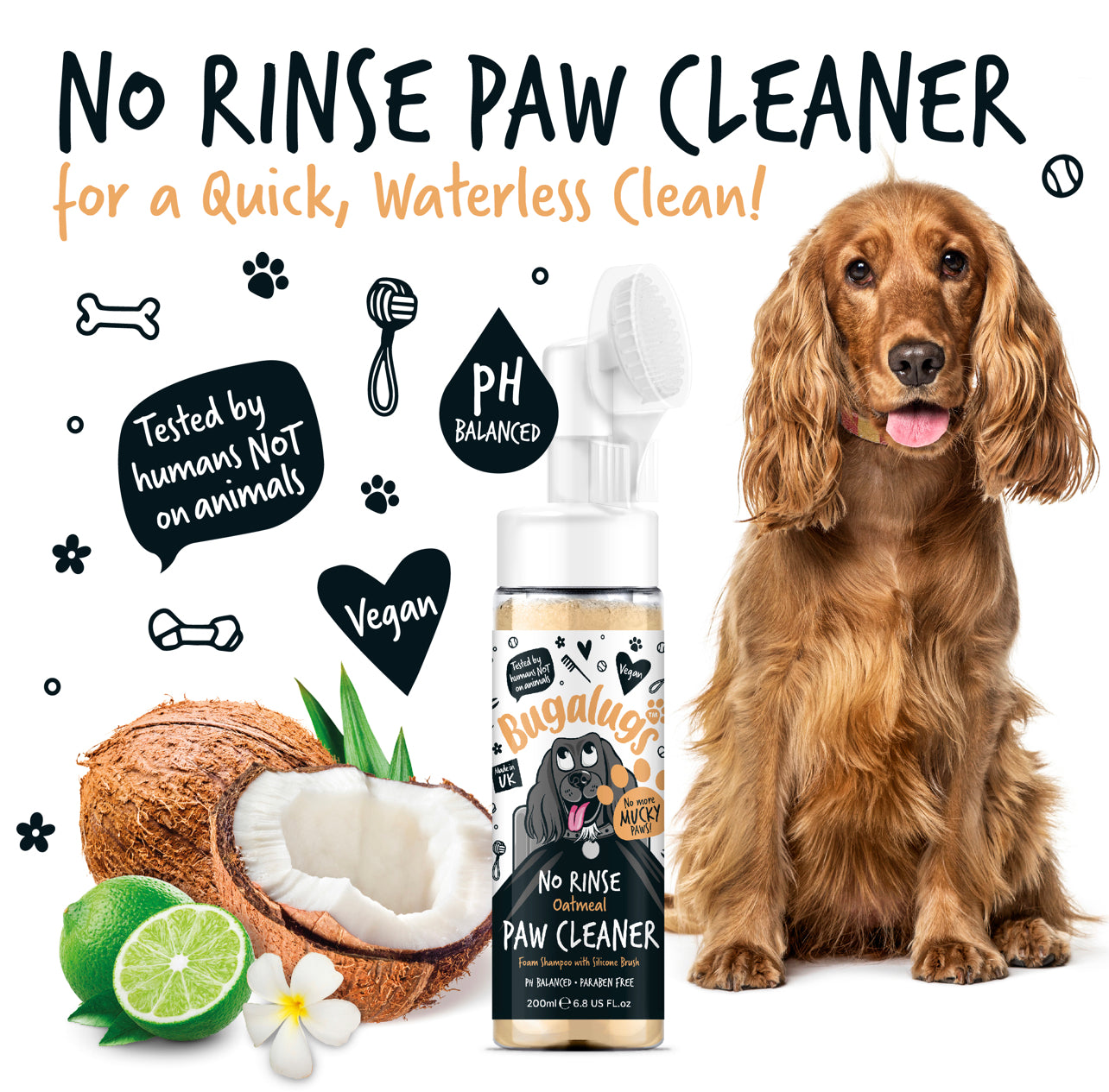 Bugalugs - No Rinse Paw Cleaner Oatmeal ( Coconut & Lime )