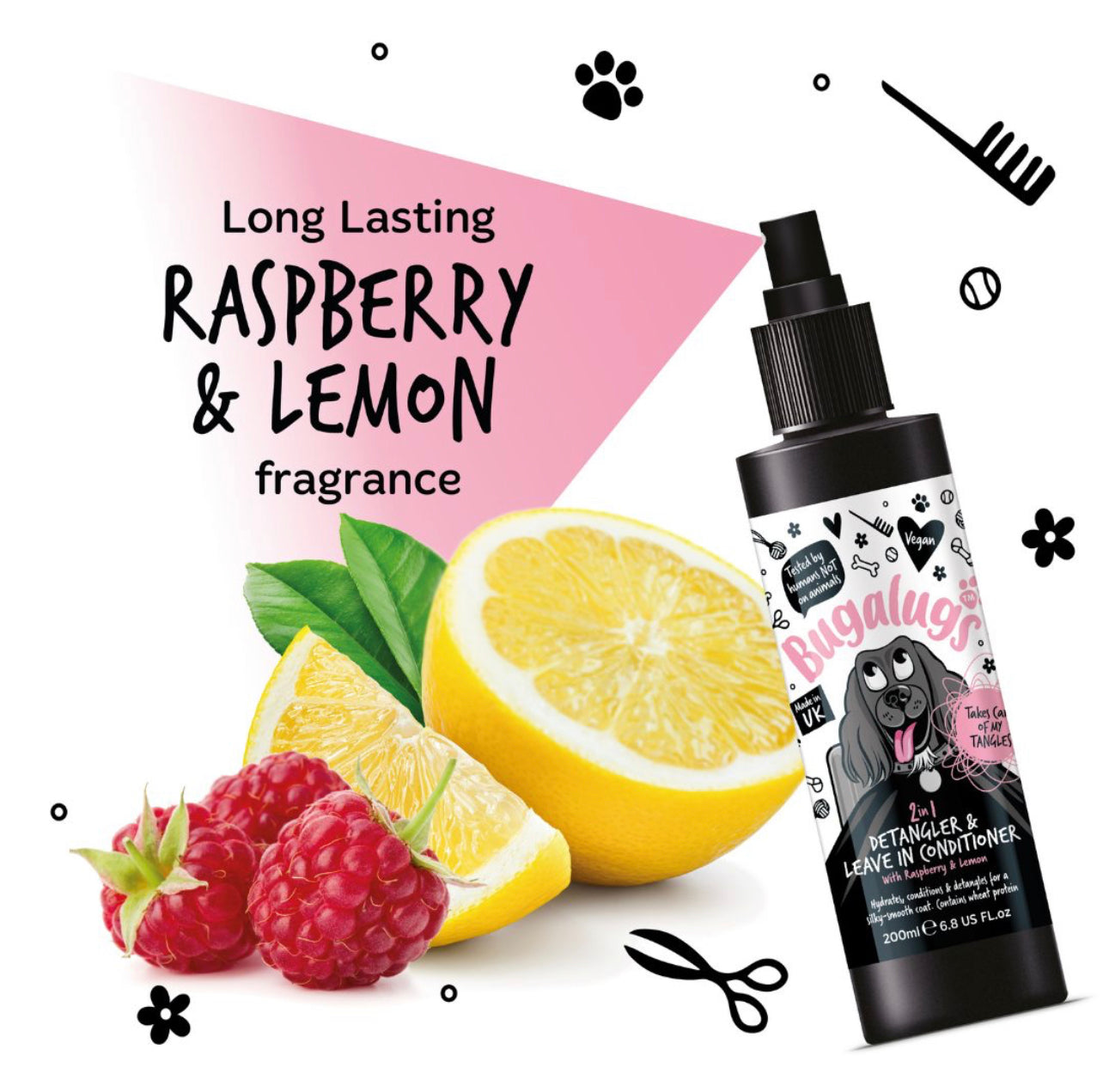 Bugalugs - 2 In 1 Detangler & Leave In Conditioner Raspberry & Lemon