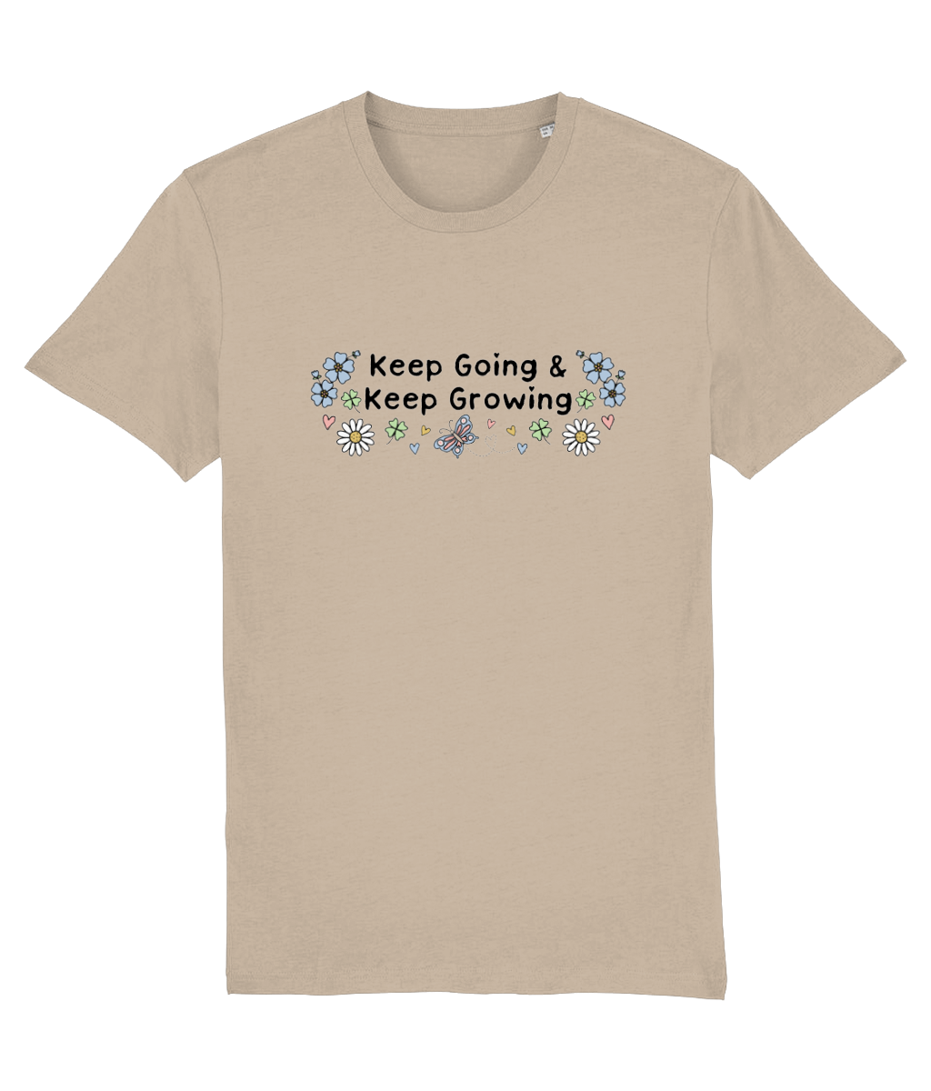Floral Keep Going & Keep Growing - Adult T-Shirt - Light Multi Colour Available