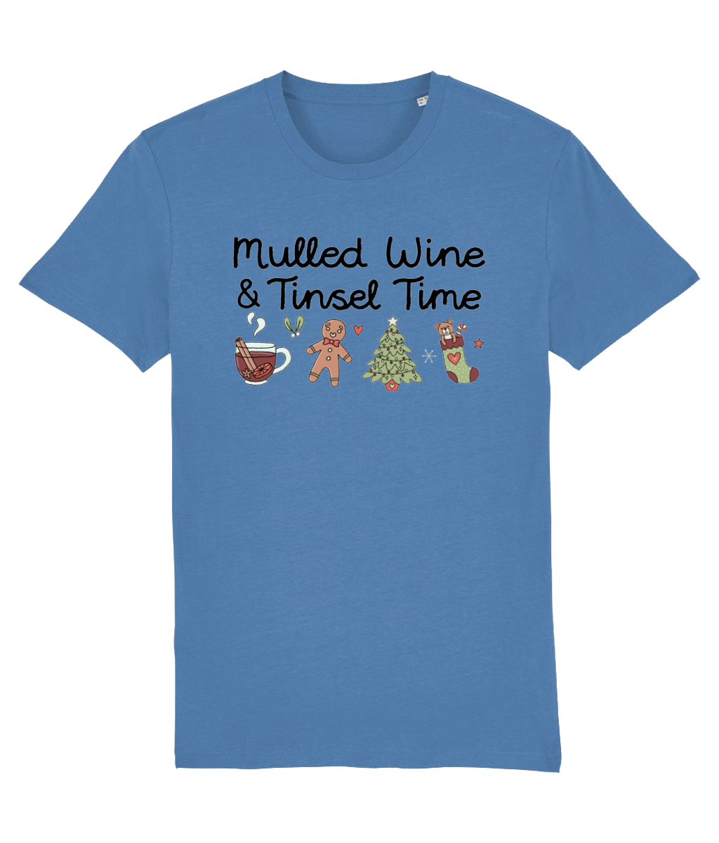 Mulled Wine & Tinsel Time - Adult T-Shirt - Light Multi Colour Available