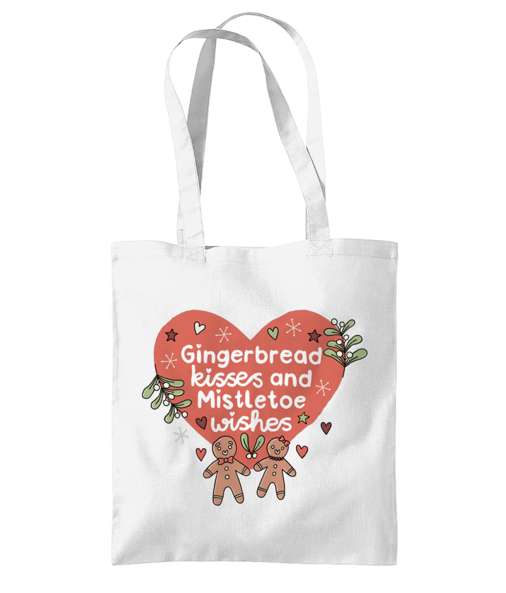 Gingerbread Kisses And Mistletoe Wishes - Organic Premium Cotton Tote Bag