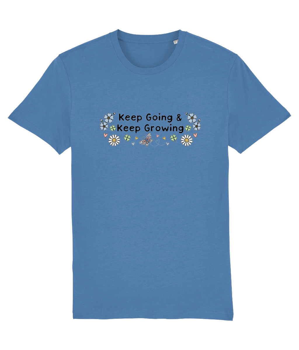 Floral Keep Going & Keep Growing - Adult T-Shirt - Light Multi Colour Available