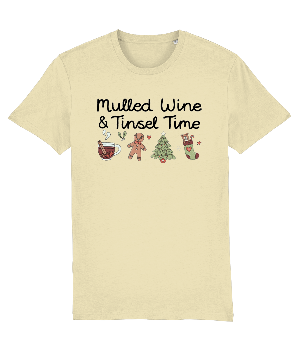 Mulled Wine & Tinsel Time - Adult T-Shirt - Light Multi Colour Available