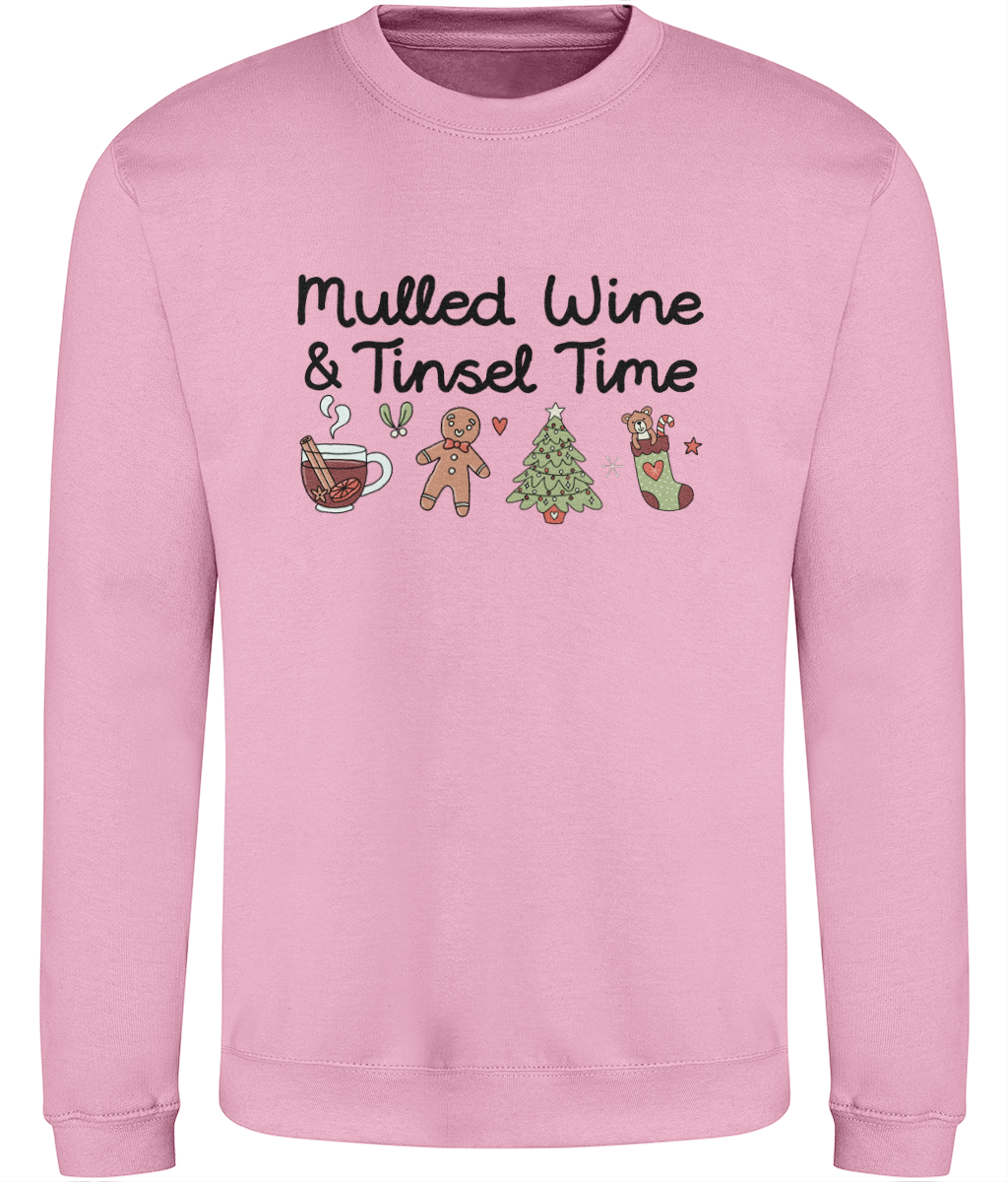 Mulled Wine & Tinsel Time - Adult Sweatshirt - Multi Colour Available