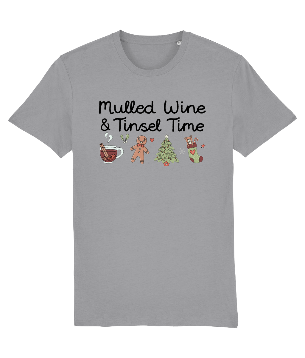 Mulled Wine & Tinsel Time - Adult T-Shirt - Light Multi Colour Available