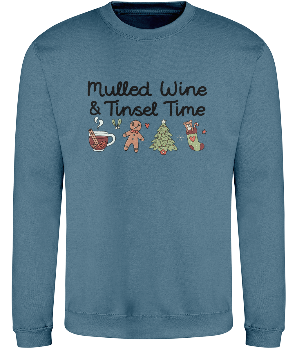 Mulled Wine & Tinsel Time - Adult Sweatshirt - Multi Colour Available