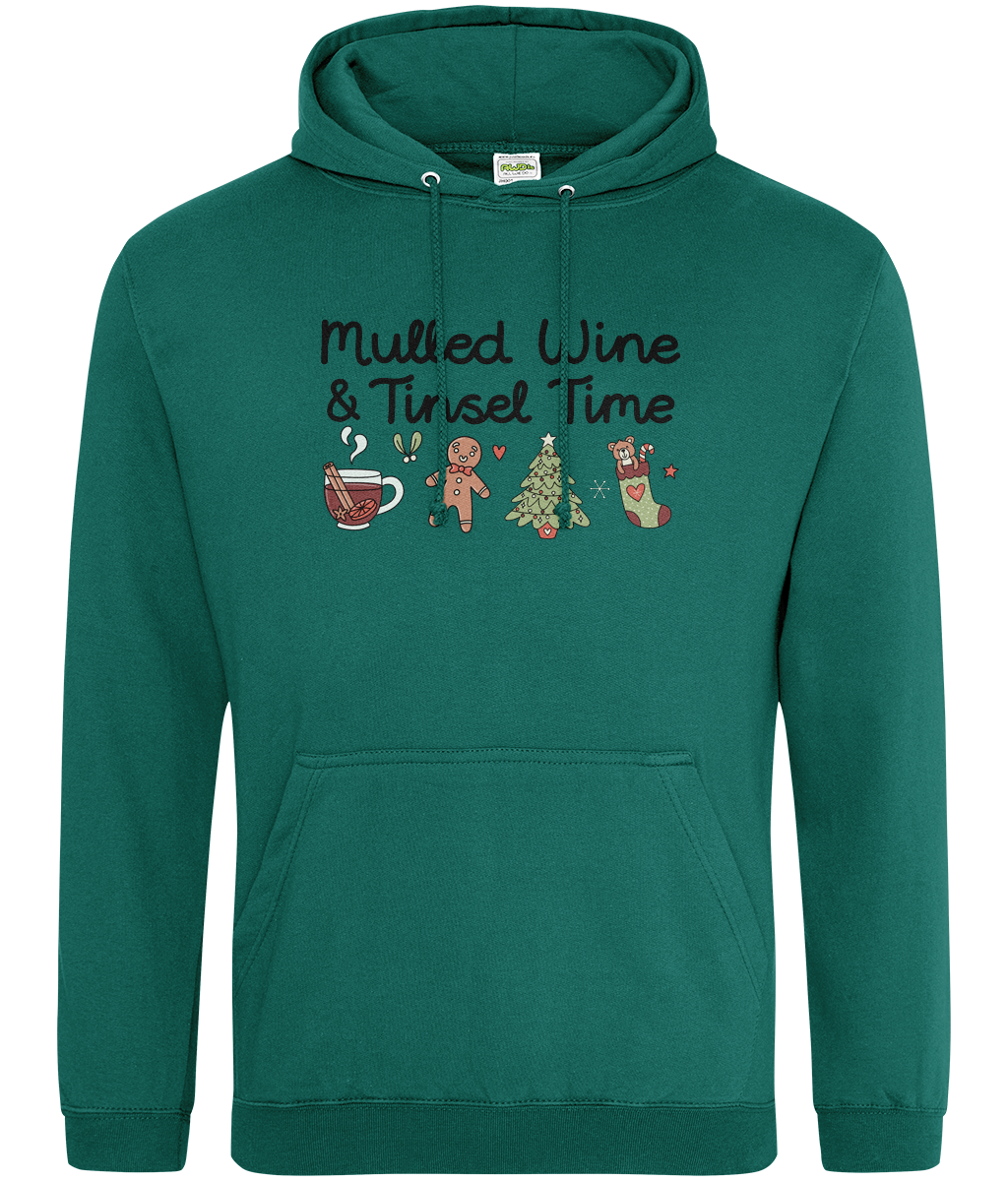 Mulled Wine & Tinsel Time - Adult Hoodie - Multi Colour Available