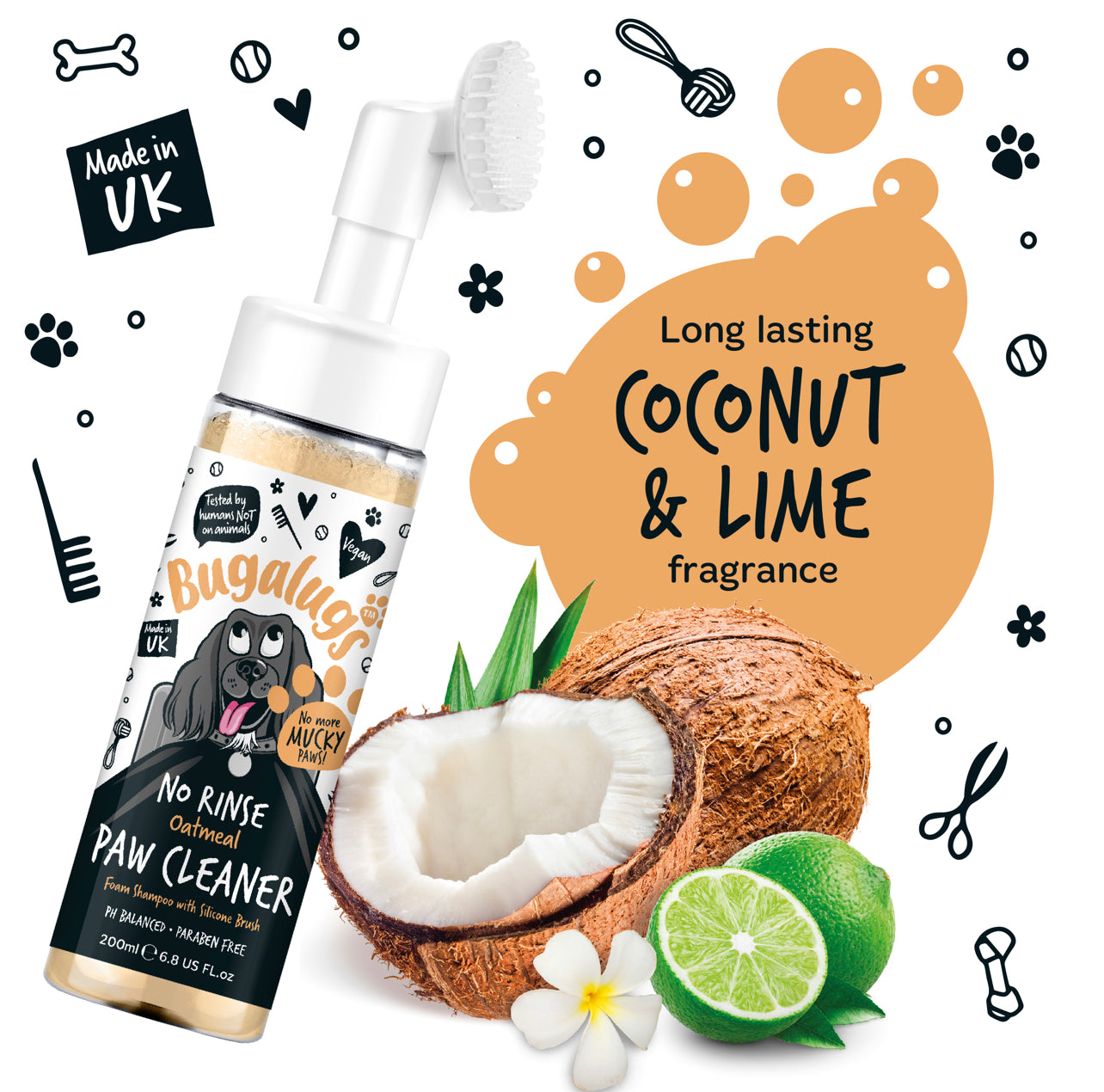 Bugalugs - No Rinse Paw Cleaner Oatmeal ( Coconut & Lime )