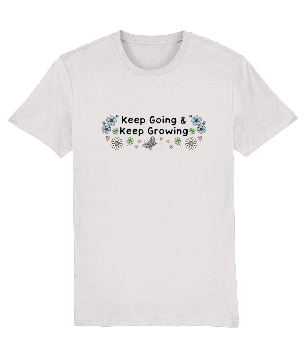 Floral Keep Going & Keep Growing - Adult T-Shirt - Light Multi Colour Available