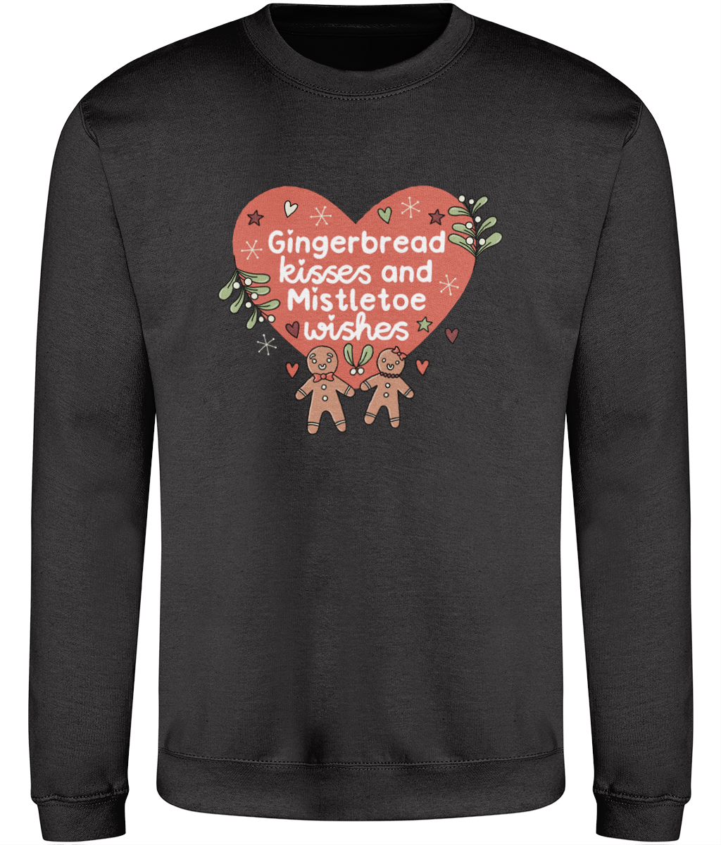 Gingerbread Kisses and Mistletoe Wishes - Adult Sweatshirt - Multi Colour Available