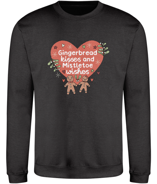 Gingerbread Kisses and Mistletoe Wishes - Adult Sweatshirt - Multi Colour Available