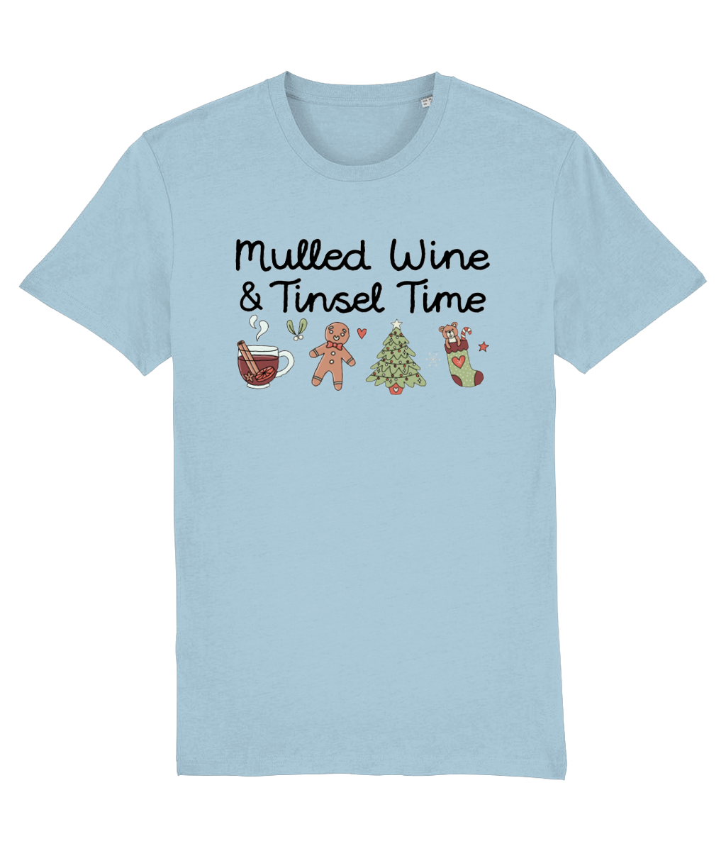 Mulled Wine & Tinsel Time - Adult T-Shirt - Light Multi Colour Available