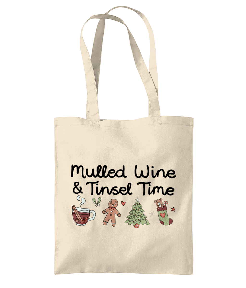 Mulled Wine & Tinsel Time - Organic Premium Cotton Tote Bag