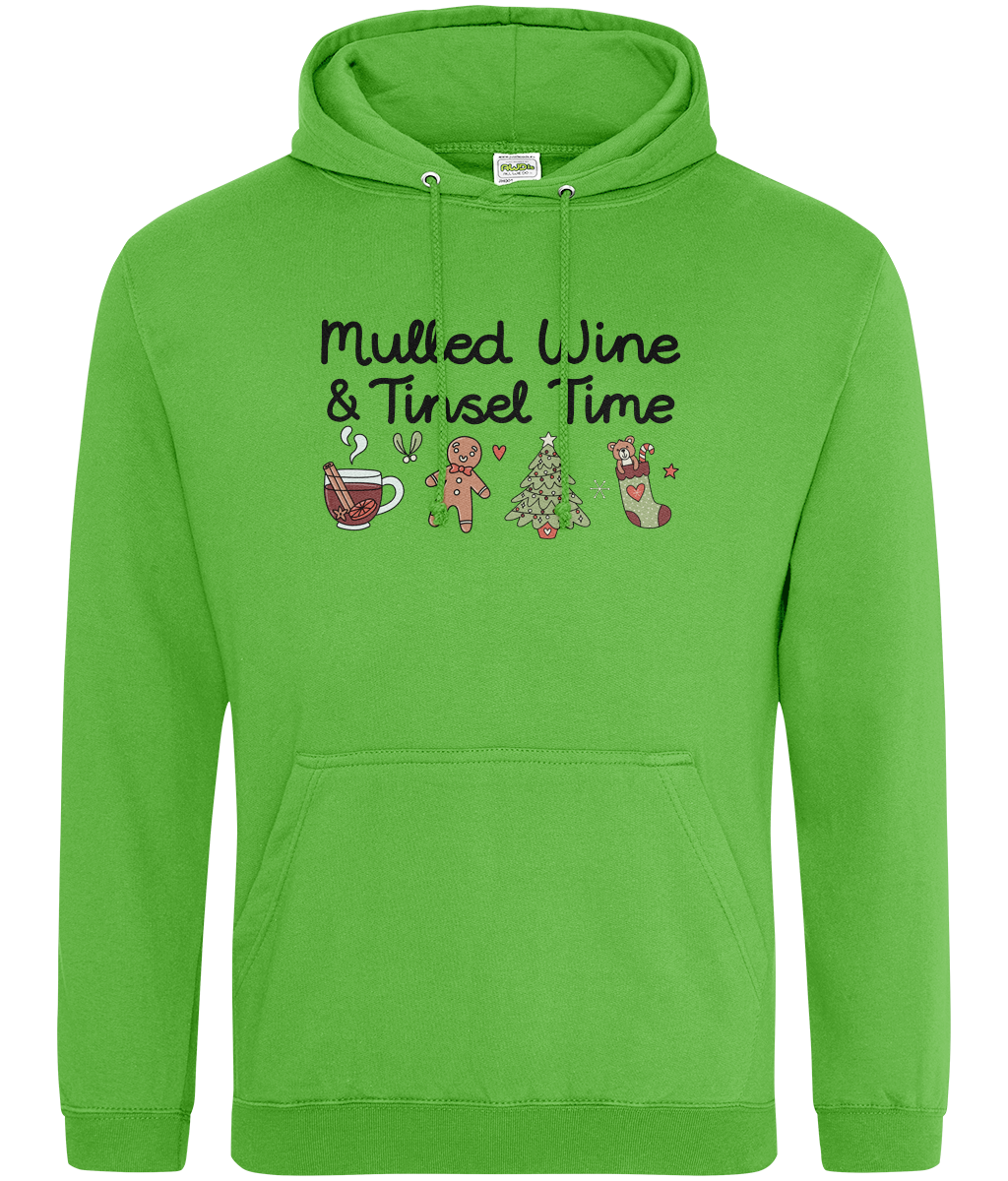 Mulled Wine & Tinsel Time - Adult Hoodie - Multi Colour Available