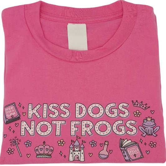 T-shirt - Kiss Dogs Not Frogs - Pink
