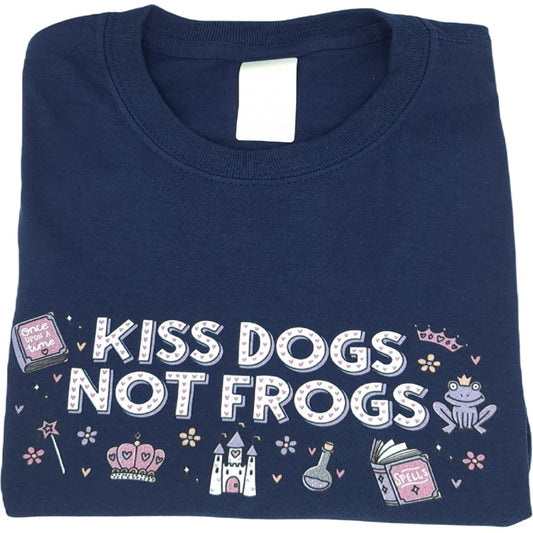 T-Shirt - Kiss Dogs Not Frogs - Navy