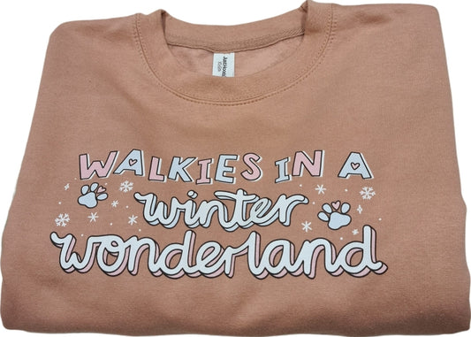 Sweatshirt - Walkies In A Winter Wonderland - Dusty Pink