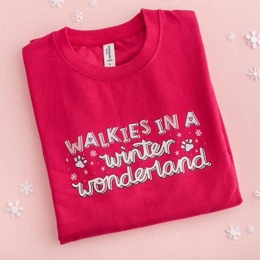 Sweatshirt - Walkies In A Winter Wonderland - Ruby
